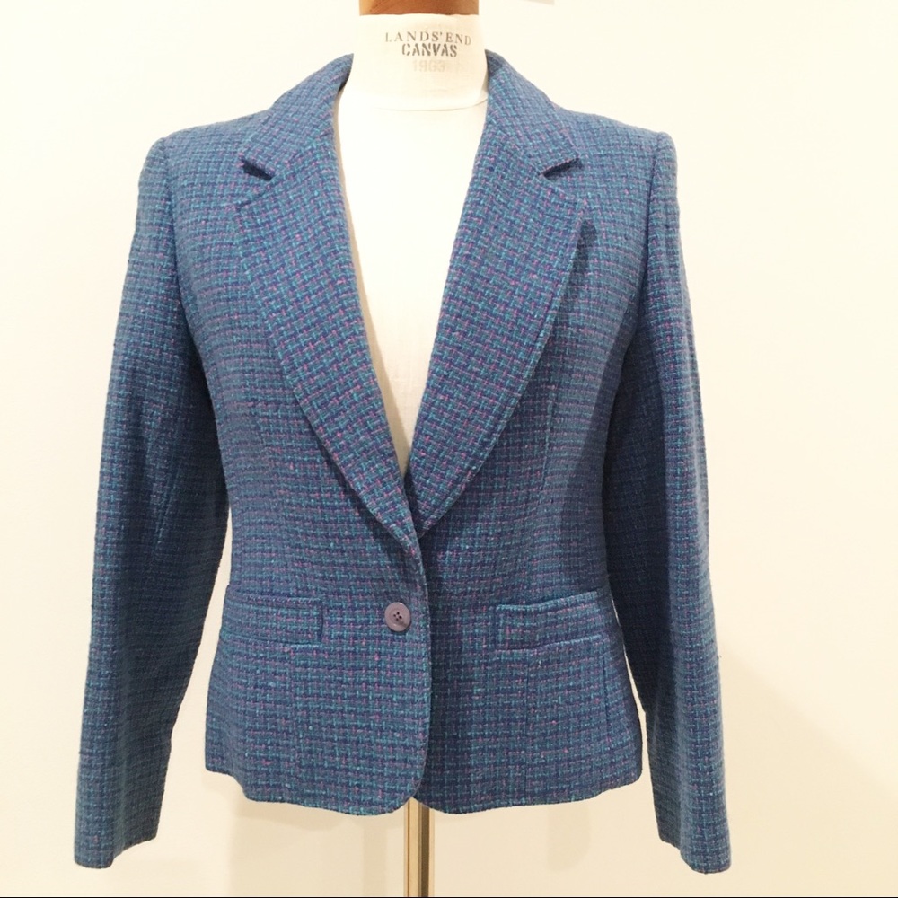 Vintage blue plaid Pendleton Wool Blazer Small